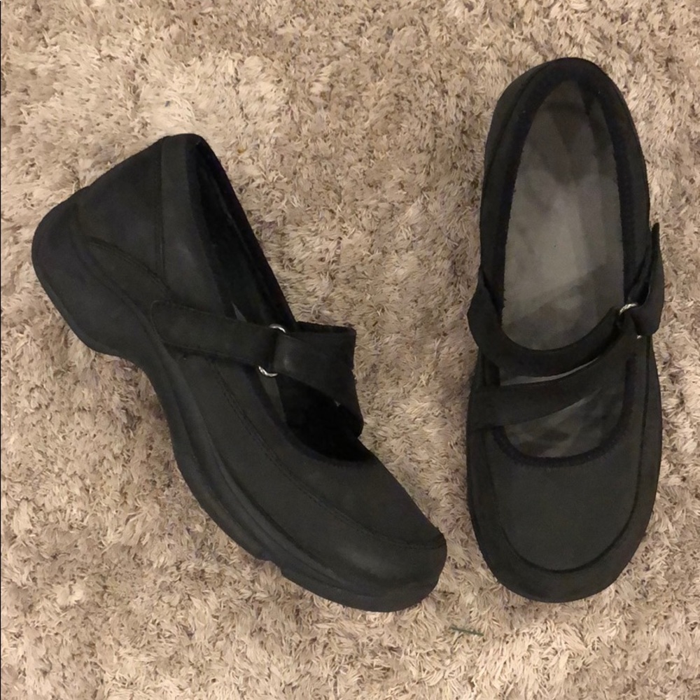 Dansko Black Leather Mary Jane Clogs